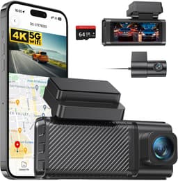 SnelShoppen - Dashcam 4K+2.5K Dubbelkanaals Voor en Achter met 5.8GHz WiFi, Ingebouwde GPS, 3.16" IPS Scherm, Nachtzicht, G-Sensor 170°, Parkeerstand, — thumbnail 1
