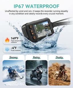 Motor Dashcam - Dubbele Lens Camera - Veilig Rijden - IP67 Waterdicht - 2 Inch Scherm - Zwart — thumbnail 1