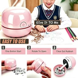 Mini Tafelstofzuiger Roze USB Oplaadbaar, Draagbare Bureaustofzuiger voor Gumrestjes, Stof, Kruimels, Computertoetsenborden en Autoreiniging — thumbnail 2
