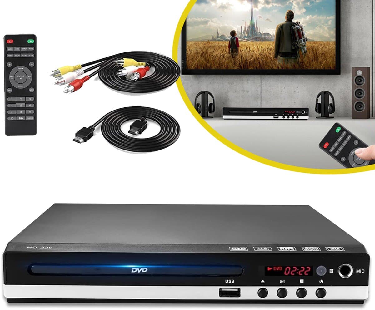 CD/DVD-Speler Voor TV - Full Hd 1080p Multifunctionele Speler - Met HDMI/USB/AV-Aansluiting - USB-Speler — afbeelding 1