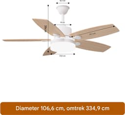 Plafondventilator met Licht 106 cm Houtlook, Stil DC Motor, LED Dimbaar & Afstandsbediening — thumbnail 5