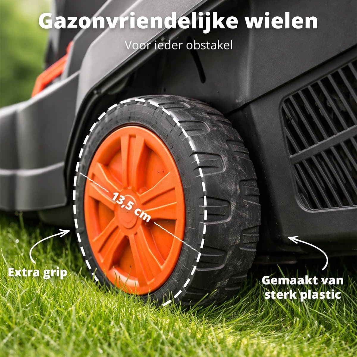 FlinQ Accu Grasmaaier - Incl Accu & Oplaadstation - 32cm maaibreedte - 3 instelbare maaihoogtes - Gazonoppervlakte: tot 130 m² - 25L grasopvangbak - 3800 toeren per minuut — afbeelding 1