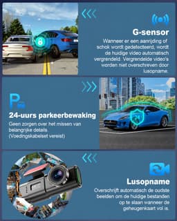 Dashcam Voor Auto – 4K + 1080P Dual Dashcam – Voor- en Achtercamera – WiFi – GPS – Nachtzicht – 170° Groothoek – Parkeermodus – G-Sensor – 64GB SD-kaart Inclusief — thumbnail 3