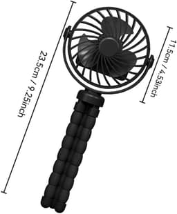 Zwarte miniventilator - Draagbare statiefventilator - Oplaadbare ventilator met 3 snelheden - 360 graden roterende stille ventilator - Autostoel- en bedventilator — thumbnail 2