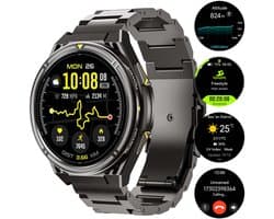 CUBOT GT5 - Smartwatch - Sporthorloge - Heren en Dames - Health - Stappenteller - Hartslagmeter - Saturatiemeter - Belfunctie - 100+ Sportmodi - Kompas - Zaklamp - 1,43" AMOLED - Geschikt voor iOS/Android - Zwart