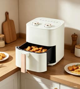 Witte airfryer van 6 liter met 7 menu-opties instelbare timer en temperatuurregeling en een frituurmand van roestvrij staal met antiaanbaklaag — thumbnail 2