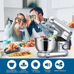 Keukenmixer 1500W Stil Elektrische keukenmachine met 6 snelheden, 6L mengkom en accessoires voor bakken — thumbnail 5