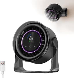 Breedhoek verstelbare bureauventilator - 14,7 × 7,3 × 16,2 cm - Oplaadbaar - 100 snelheidsstanden – Geschikt voor studenten, studeerkamers, slaapkamers, huizen, dutjes, desktopcomputers, enz. - Grijs — thumbnail 1