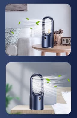 Fluisterstille, oplaadbare tafelventilator met veilige, stijlvolle en chique bladloze vormgeving en revolutionaire luchtstroom (wit) — thumbnail 2