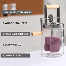 Boter Maker - Keuken Tool - Zelf Boter Maken - Handmatige Slinger - 1000ml of 1500ml - Transparant — thumbnail 4