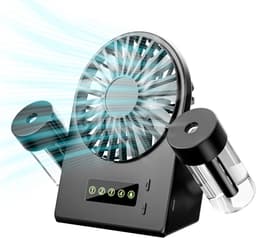 Solvix tafel ventilator geluidloos - Tafelfan - Zwart - Met 2 Sprayflessen - 4 Verstelbare Windsnelheden - Voor Thuis en Kantoor — thumbnail 1