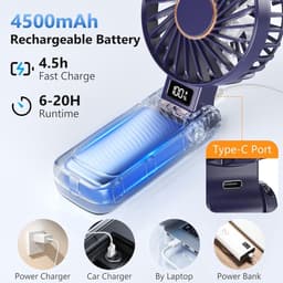 Solvix tafel ventilator geluidloos - Draagbare Ventilator - Wit - 20 Uur Accuduur - 5 Instelbare Snelheden - Voor Thuis, Kantoor en Reizen — thumbnail 1