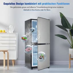 Koelkast 106 liter zilver roestvrij staal deur zwart lichaam koel vrieskast voor thuis keuken kantoor — thumbnail 5