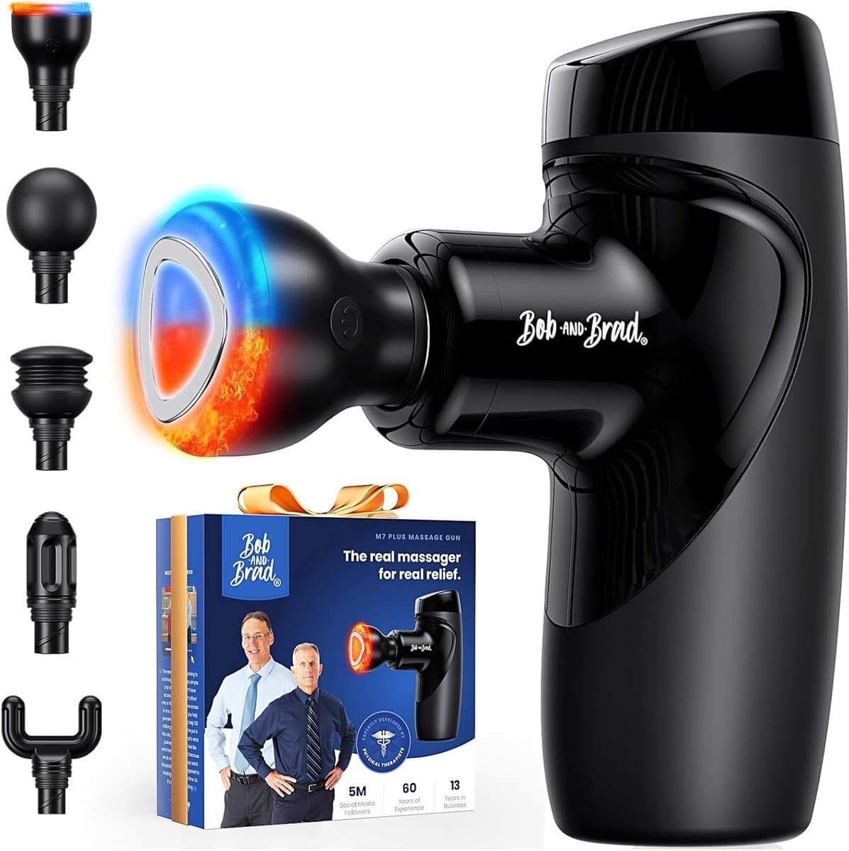Massage Gun met Warmte – Draadloos Massagepistool – Stil – USB-C Oplaadbaar – 4 Opzetstukken – 9 mm Massagekracht — afbeelding 1