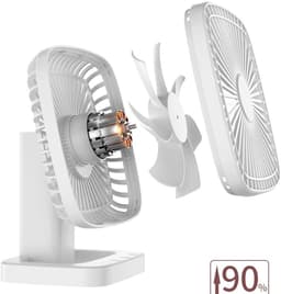 Draagbare bureauventilator, USB-oplaadbaar, 4 snelheden, met timerfunctie en batterij-indicator, ideaal voor thuis, kantoor en op reis — thumbnail 5