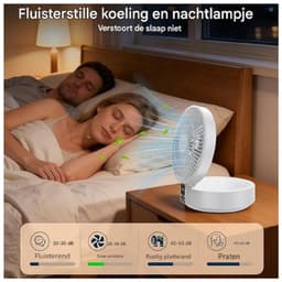 GELLDG Tafelventilator - Draagbare USB Ventilator met 3 Windsnelheden - Verstelbare Hoek & LED-Licht - Geschikt voor Bureau en Camping - 173x177x86mm - Plastic - Inclusief Telefoonhouder en Oplaadkabel — thumbnail 3