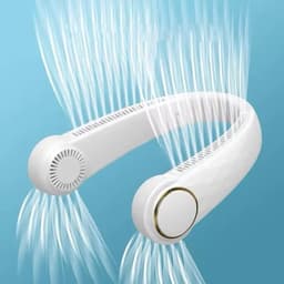 Nekventilator met LED-display, voorzien van ijskeramische technologie, wit. 360° luchtstroom rondom | 5 ventilatorsnelheden | 4000mAh oplaadbare USB-batterij | Stil en ergonomisch ontwerp | Geschikt voor gebruik buitenshuis. — thumbnail 3