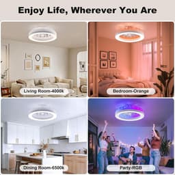 RGB Ventilator - Dimbaar Met Afstandsbediening - Memory - 6 Ventilator Standen - Timer - Plafondventilator - 48 cm - Woonkamerlamp - 10 RGB Kleuren — thumbnail 3