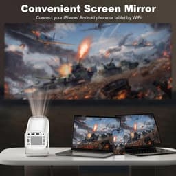 TEKROA® Mini Beamer - Beamers - WiFi Screen Mirroring - 4K Support - HD Ready 720P - Voor iOS & Android - Thuisbioscoop - wit — thumbnail 5