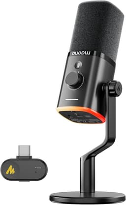 MAONO PD100W - Draadloze Podcast Microfoon - USB & XLR - Dynamische Microfoon - RGB - Noise Cancelling - Streaming & Podcast - Zwart — thumbnail 1