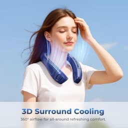 Nekventilator met Halfgeleider Koeling 4400mAh – Draagbare Nek Airconditioner met Groot Koelvlak, LED Display, 3 Windsnelheden & 3 Koelstanden, USB-C Oplaadbaar – Blauw — thumbnail 3