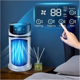 Mini Airco - Ventilator Koeler - Persoonlijke Verkoeling - Stille Werking - 300 ml Tank - Wit — thumbnail 3