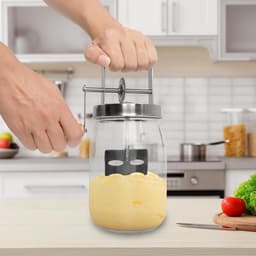 Handmatige Boter Maken - Keukenapparaat - Thuisbereiding - Glazen Preserveerpot - 1.5 Liter Capaciteit - Zilver Transparant — thumbnail 2