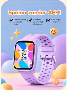 Smartwatch Kinderen – Geen App Nodig – Stopwatch – Stappen – Paars — thumbnail 4