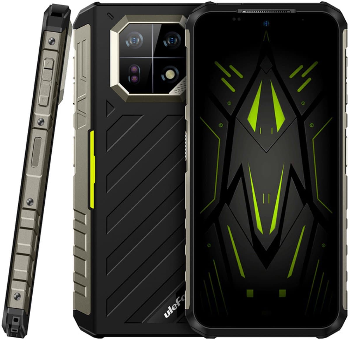 Rugged Smartphone Ulefone Armor 22 4G G96 8GB 256GB 6600-33W A13, Night, Slim, Black w Green — afbeelding 1