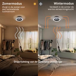 BRILONER Venturo - Plafond ventilator met verlichting - LED plafondlamp met ventilator - dimbaar - 5 snelheden - plafondventilator met zomer- en wintermodus - CCT - Ø38 cm - zwart — thumbnail 4