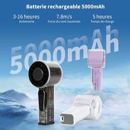 Draagbare zakventilator met ingebouwde koeler, 5000mAh-batterij, led-scherm, krachtige turbofunctie en transparante behuizing. Ideaal voor op reis, de zomer, concerten en buitenactiviteiten. — thumbnail 5