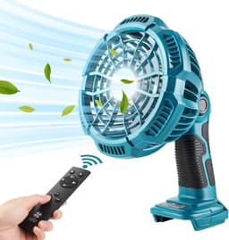 Makita 18V Li-ion accu draagbare ventilator met verlichting, stille USB oplaadbare bureauventilator met afstandsbediening, 4-uurs timer, krachtige luchtstroom, 3 snelheden — thumbnail 1