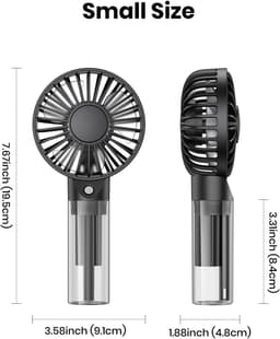Draagbare vernevelingsventilator - Oplaadbare handventilator met 32 ml watertank - Mini handventilator voor verkoeling tijdens reizen, buitenactiviteiten, make-up en kamperen. — thumbnail 3