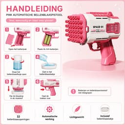 Bazooka Bellenblaas - Bellenblaas pistool - Elektrisch Bellenblaas pistool - Bellenblaas - Speelgoed - Roze Bellenblaas bazooka - Bellenblazer - Bubble Gun — thumbnail 2