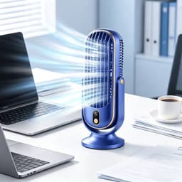 Draagbare Bureau Koeler - Grote Batterij Dubbele Motor Huishoudelijke Kleine Luchtkoeler, USB Oplaadbaar, 5-Snelheden Lucht Koelventilator 720 Graden Surround Luchtblazer, Kantoor, Toerisme, Camping, Outdoor RV Draagbare USB Ventilator — thumbnail 5