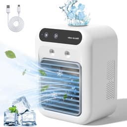Draagbare airconditioner - Bureauventilator - Draagbare airconditioner voor studentenkamers - 25W mini draagbare airconditioner - 2 koelstanden - 2 ventilatorsnelheden voor persoonlijke verkoeling - Geschikt voor slaapkamers, kantoren en buiten — thumbnail 1