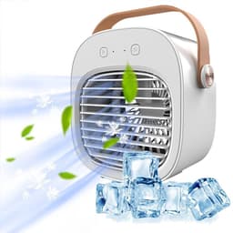 Mobiele Airco - Mini Aircooler - Mini Aircooler met Water USB - Koelventilator - Draagbare Luchtkoeler met watertank - Ventilator - 3 windsnelheden - Airco Alternatief - 128ML - 4000 mAh - Voor kamperen, tent, auto, kamer, thuis - wit — thumbnail 1