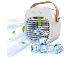 Mobiele Airco - Mini Aircooler - Mini Aircooler met Water USB - Koelventilator - Draagbare Luchtkoeler met watertank - Ventilator - 3 windsnelheden - Airco Alternatief - 128ML - 4000 mAh - Voor kamperen, tent, auto, kamer, thuis - wit