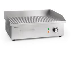 Klarstein Grillmeile 3000R Pro - elektrische bbq - 3000W,5x35 cm - Geribbeld - Zilver - 22 kg - voor Horeca - LED Thermostaat Energiezuinig - Tafelgrill - Indoor Grill - Tischgrill - Elektrische Grill - voor Snackbar - voor Foodtruck