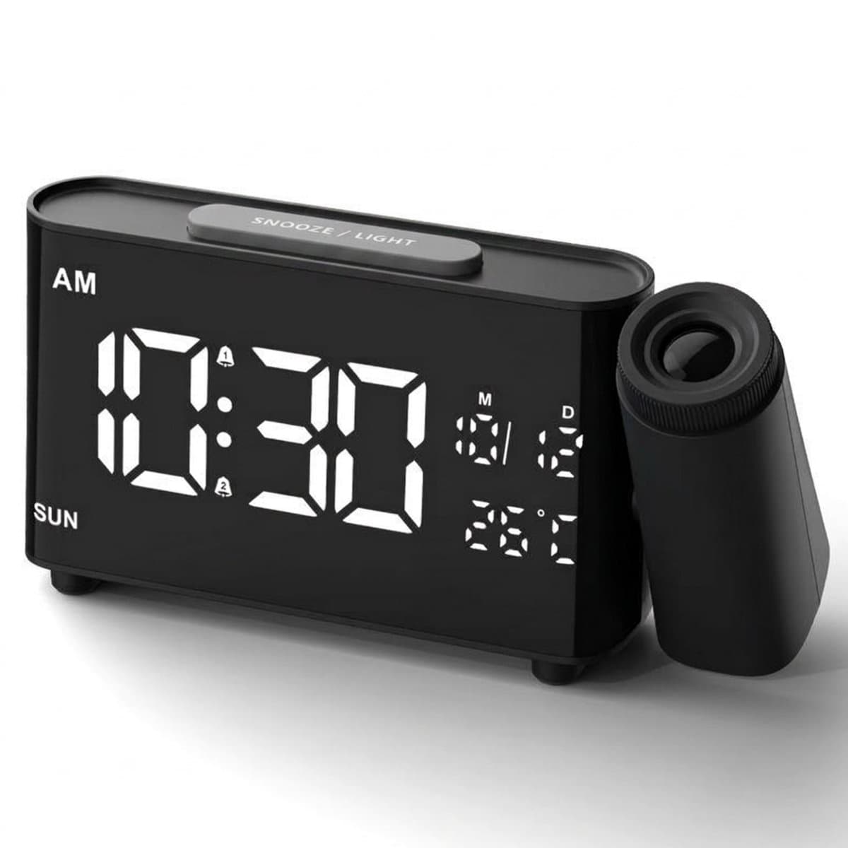 Yuconn wekkerradio met Projectie - Projectiewekker - Dubbel Alarm - Dimbaar — afbeelding 1