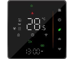 SnelShoppen - Slimme Thermostaat met WiFi, Temperatuurcontroller, Weekprogrammeerbaar, Touch Control/Mobiele App/Stembesturing, Geschikt voor Water/Ga