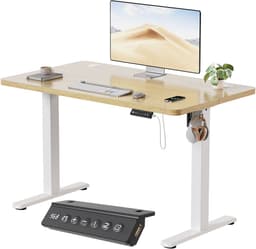 Devoko Elektrisch Verstelbaar Zit-Sta Bureau 100x60 cm Breed – Hoogte 73–118 cm – 2 Geheugenstanden, Zit-Herinnering, LED-Display en USB – Draagvermogen 70 kg – Beige — thumbnail 1