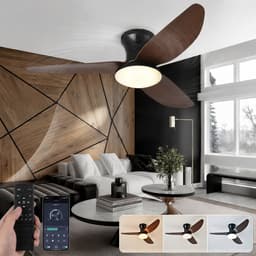Lapamax Moderne Houtlook Plafondventilator met Verlichting Ø100 cm – Smart Ventilator Lamp met App en Afstandsbediening – Dimbaar -6 Snelheden-Timer en Zomer/Winterstand – Stille DC – Voor Slaapkamer, Woonkamer en Eetkamer-LED Lamp — thumbnail 1