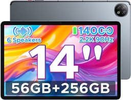 DOOGEE U14 - Tablet - 56 GB RAM (6+50 GB) + 256 ROM (2TB/TF) - GAMINI AI - 14 inch 2.2K+90 Hz - 14000 mAh/33W - 6 Speakers - RK3576S AI - 16 MP+8 MP - Android 16 - WiFi 6 - OTG - Grijs — thumbnail 1