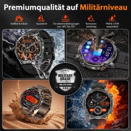 FOSMET GPS Smartwatch Heren 2026 - 47mm AMOLED - 1800mAh Batterij - Belfunctie - Hartslagmeter, SpO2 & Slaapmonitor - IP68 & 5ATM Waterdicht - Militair Design - RVS & Siliconen Bandje – Geschikt voor Android en iOS - Zwart — thumbnail 4