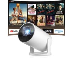 SnelShoppen - Mini beamer 4K Smart Projector met WiFi 6 en Bluetooth 5.4 - Draagbare Videoprojector voor Thuisbioscoop, Camping en Buiten, Ondersteunt
