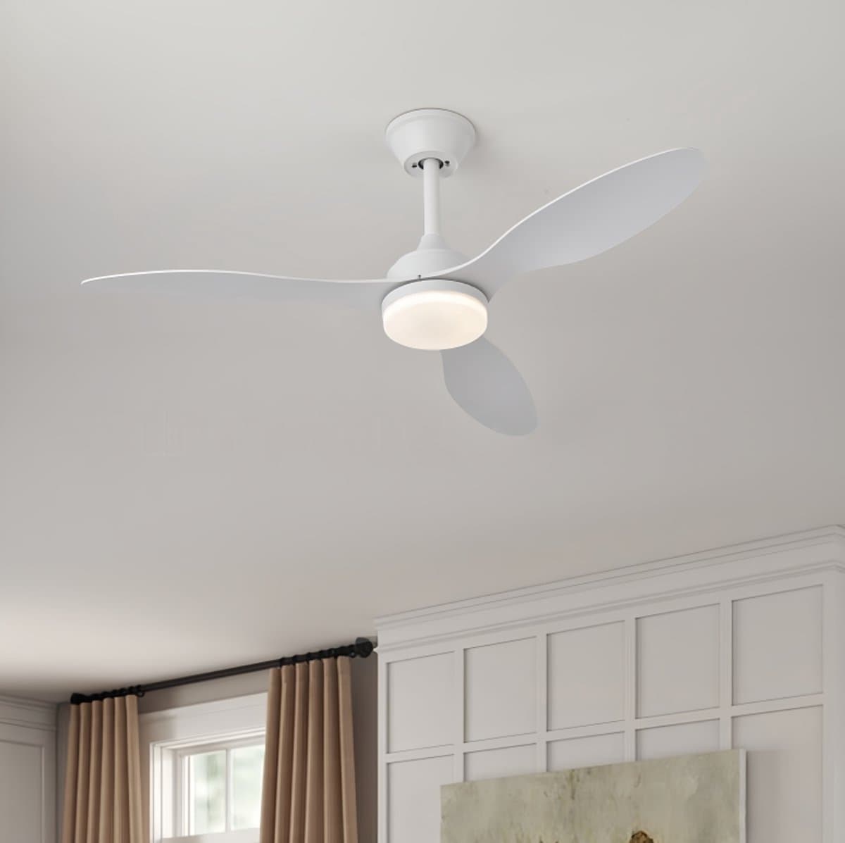 Plafondventilator met afstandsbediening, stille ventilator met timer, plafondventilator met verlichting, inbouwplafondventilator met ABS-bladen voor slaapkamer, woonkamer en restaurant — afbeelding 1