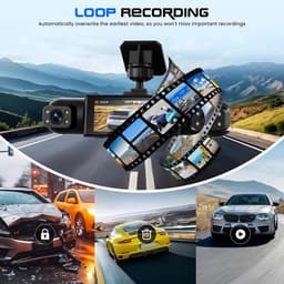 SnelShoppen - 4-kanaals dashcam auto 1080p met 360° rondom zicht, 4 verstelbare camera's, 3,16 inch display, IR-nachtzicht, bewegingsdetectie, loopopn — thumbnail 3