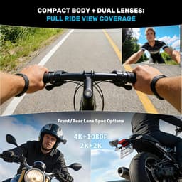 SnelShoppen - Dashcam Motorfiets 4K + 1080P, WiFi Voor- en Achtercamera met GPS, HDR, 6 Uur Batterij, Volledig Waterproof, Nachtzicht, Actiecamera Hel — thumbnail 3