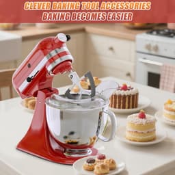 SnelShoppen - Casting Shield en Siliconen Paddle Mixer voor Keukenmachine, Plat Menghulp Geschikt voor 4.5 & 5qt KeukenAid, Hoogwaardige Aluminium Con — thumbnail 4